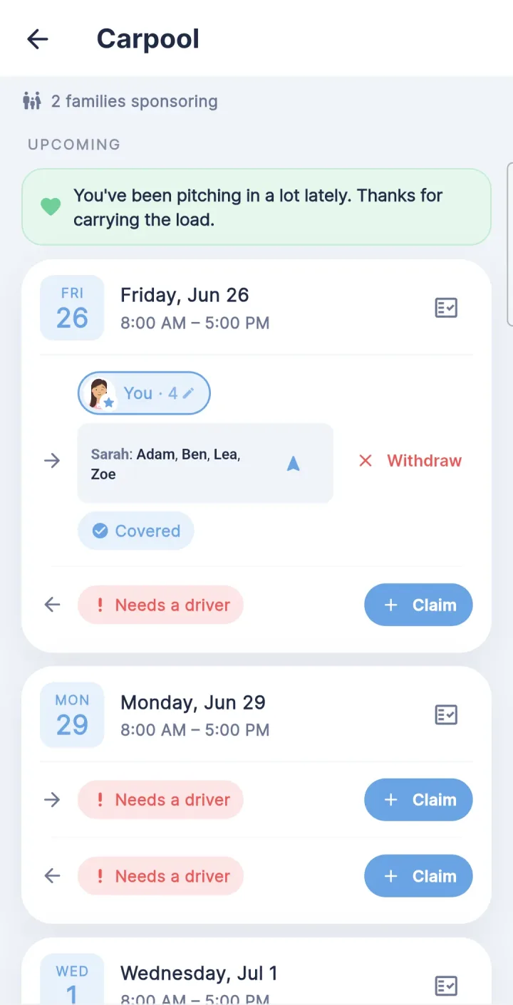 Wenlo carpool — fair share